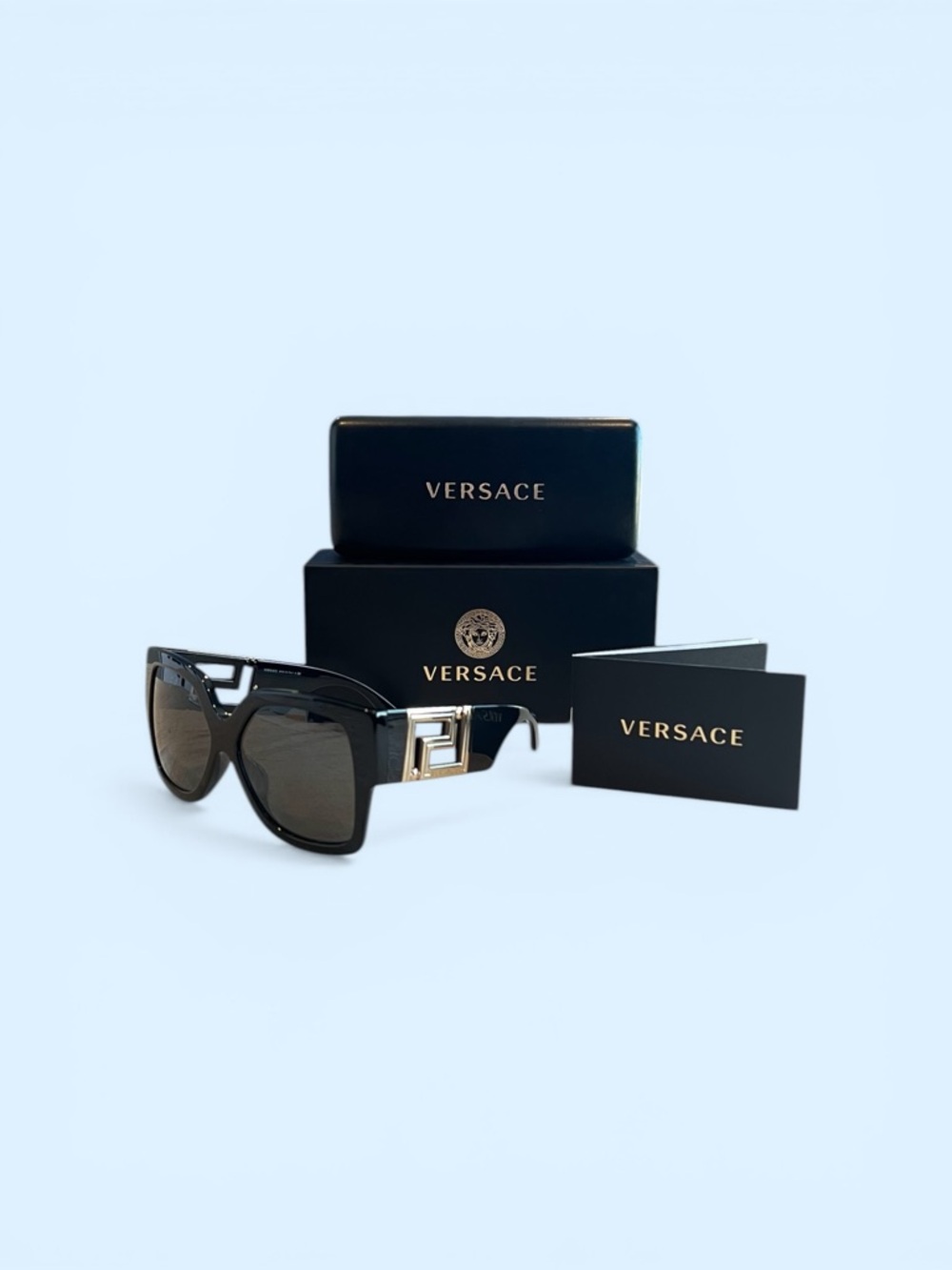 Versace Women’s Black Sunglasses with Gold Accents, VE4402